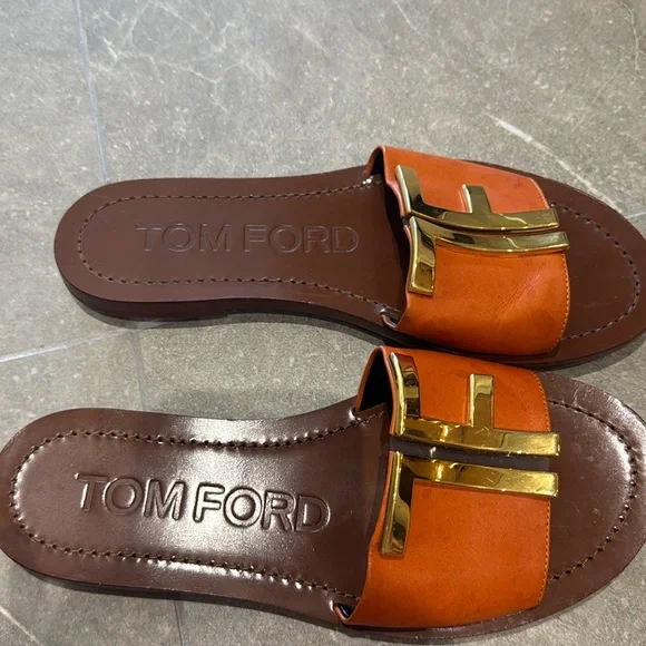 Tom Ford Orange & Gold Sandals Size 37 - Picture 1 of 3